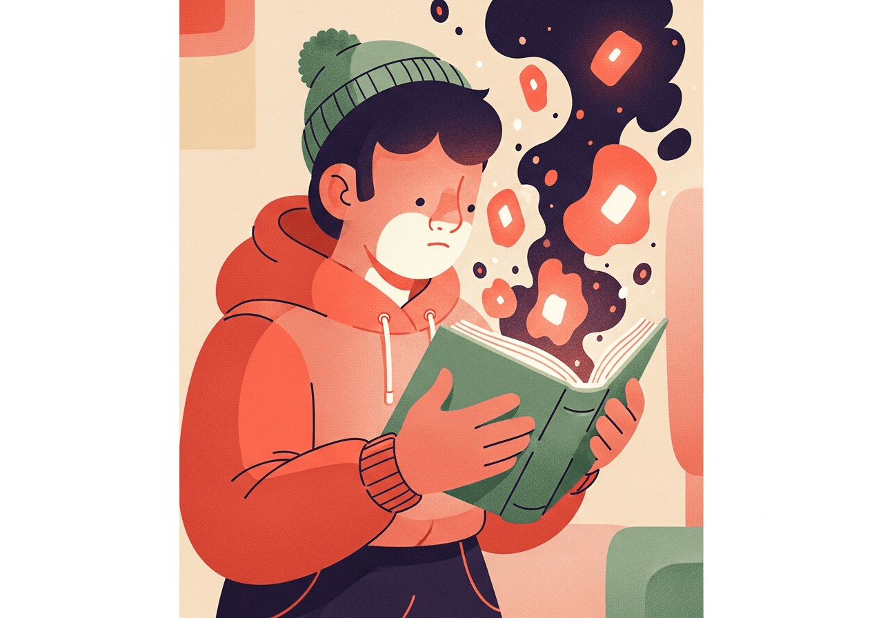 Glowing book with memories floating out